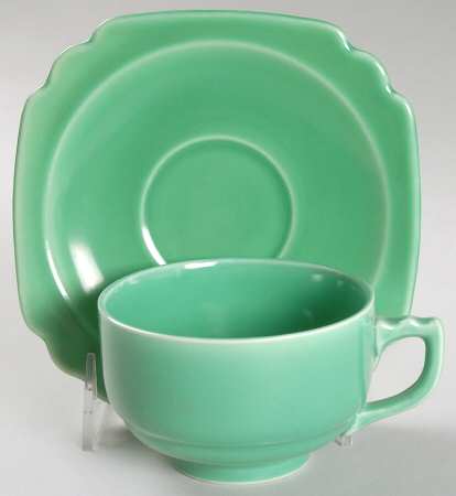 Riviera Green Footed Cup & Saucer Set
