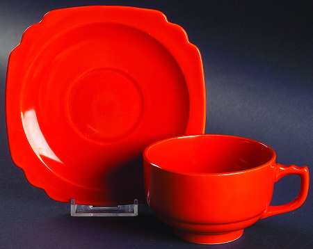 Riviera Red Footed Cup & Saucer Set