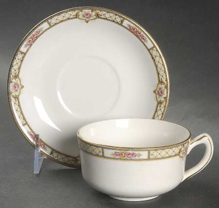 Rose & Lattice (Empress) Flat Cup & Saucer Set