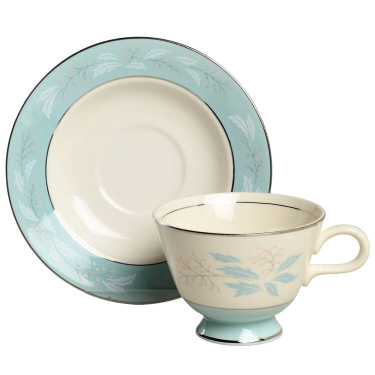 Romance Footed Cup & Saucer Set by Homer Laughlin 