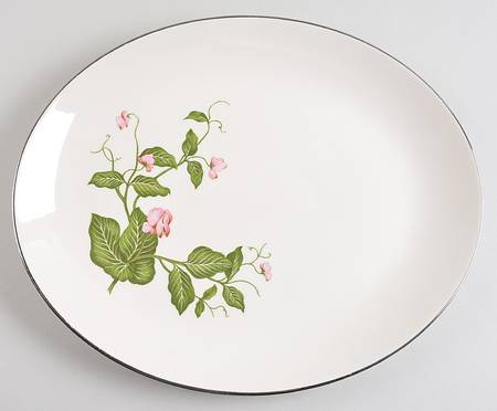 Sweet Pea (Platinum Trim) 15" Oval Serving Platter