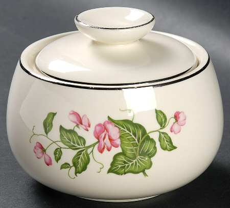 Sweet Pea (Platinum Trim) Sugar Bowl & Lid