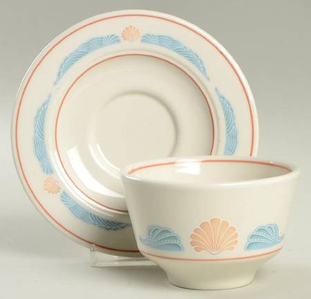 Seashell Flat Bouillon Cup & Saucer