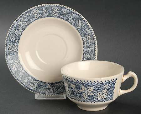 Shakespeare Country Blue (Leaves) Flat Cup & Saucer Set