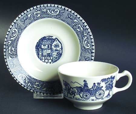 Shakespeare Country Blue (Scrolls) Flat Cup & Saucer Set