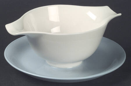 Skytone Blue (Undecorated) Gravy Boat with Attached Underplate