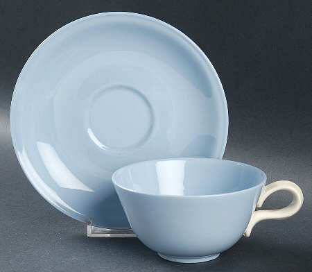 Skytone Blue (Undecorated) Flat Cup & Saucer Set
