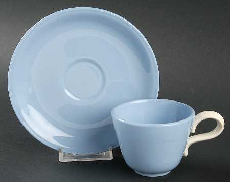 Skytone Blue (Undecorated) Flat Demitasse Cup & Saucer Set
