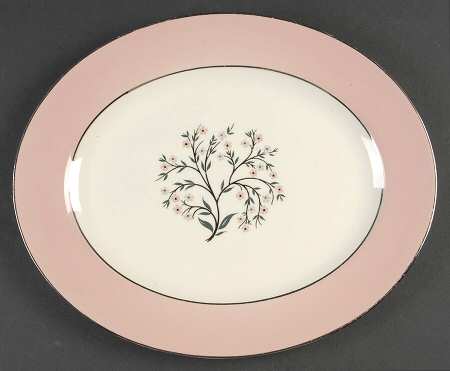 Springtime (Pink Rim, CV32) 11" Oval Serving Platter