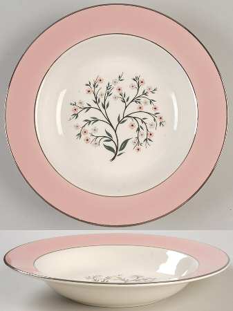 Springtime (Pink Rim, CV32) Rim Soup Bowl