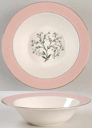 Springtime (Pink Rim, CV32) 9" Round Vegetable Bowl