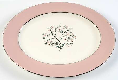 Springtime (Pink Rim, CV32) 13" Oval Serving Platter