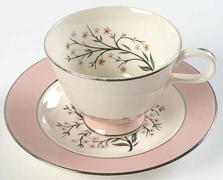 Springtime (Pink Rim, CV32) Footed Cup & Saucer Set