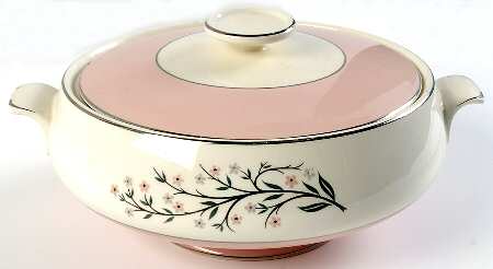 Springtime (Pink Rim, CV32) Round Covered Vegetable