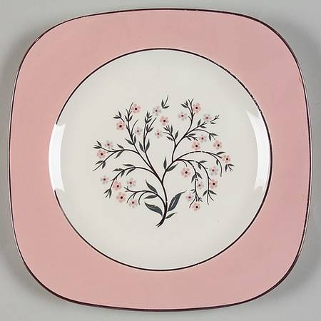 Springtime (Pink Rim, CV32) Square Salad Plate