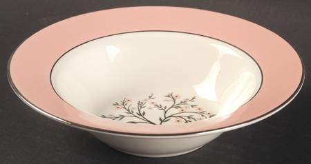 Springtime (Pink Rim, CV32) Rim Fruit/Dessert (Sauce) Bowl