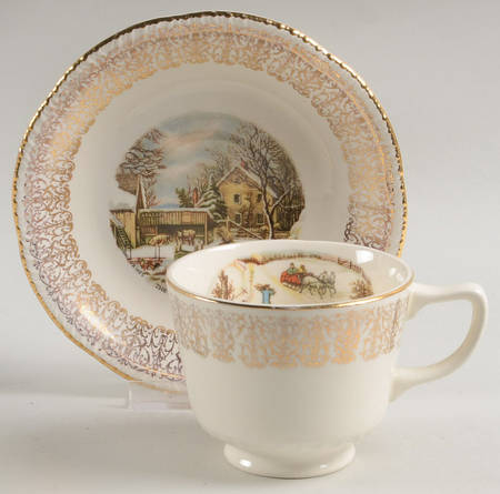Sun Gold Footed Cup & Saucer Set
