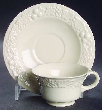Theme Off White (Eggshell) Footed Demitasse Cup & Saucer Set