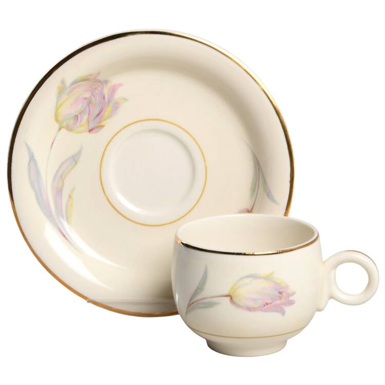 Tulip (Eggshell Nautilus) Flat Demitasse Cup & Saucer Set