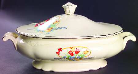 Tulips In A Basket Oval Covered Vegetable