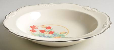 Tulips In A Basket Rim Soup Bowl