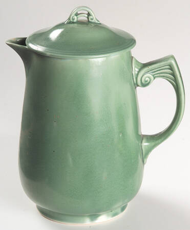 Wells Art Glaze Green Coffee Pot & Lid