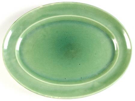 Wells Art Glaze Green 13" Oval Serving Platter