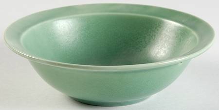 Wells Art Glaze Green Rim Cereal Bowl