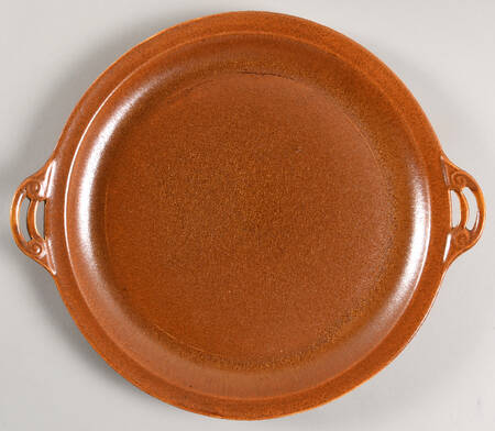 Wells Art Glaze Rust Handled Cake Plate