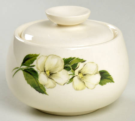 White Flower Sugar Bowl & Lid