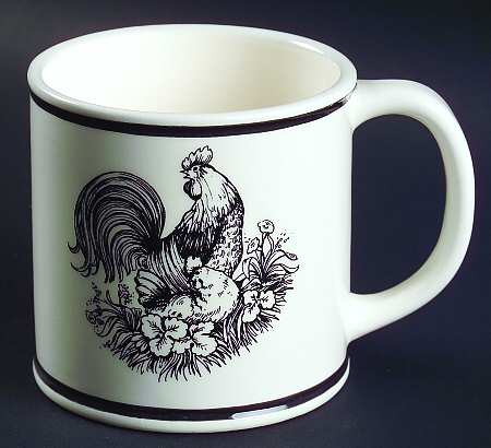 Black Rooster Toile Mug