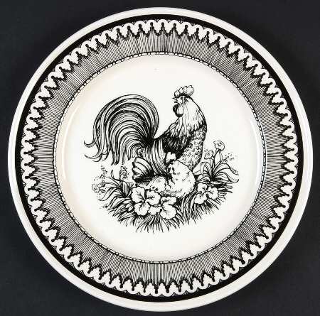 Black Rooster Toile Salad Plate