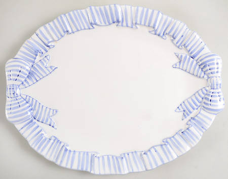 Blue Stripe 15" Oval Serving Platter
