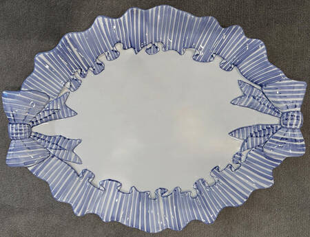 Blue Stripe 20" Oval Serving Platter