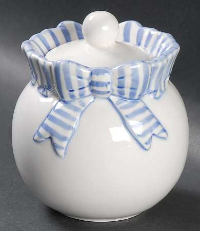 Blue Stripe Sugar Bowl & Lid
