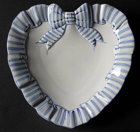 Blue Stripe Heart Shaped Plate