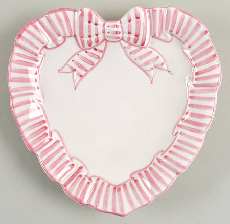 Pink Stripe Heart Shaped Plate