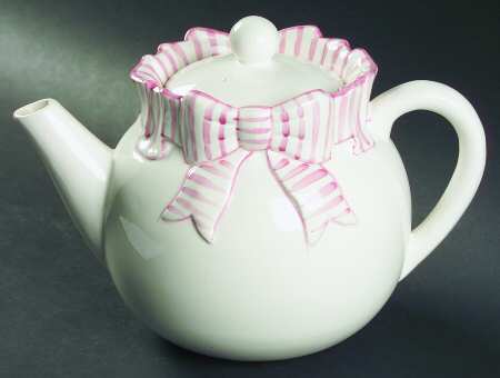 Pink Stripe Teapot & Lid