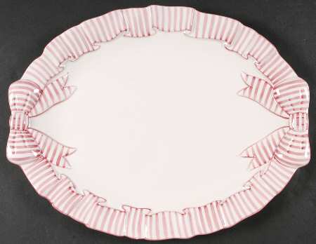 Pink Stripe 15" Oval Serving Platter