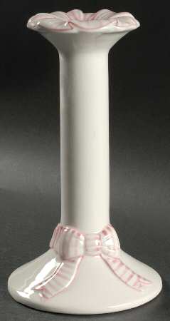 Pink Stripe Tall Candlestick
