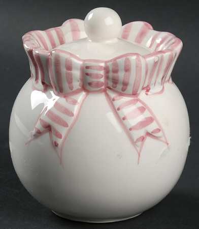 Pink Stripe Sugar Bowl & Lid