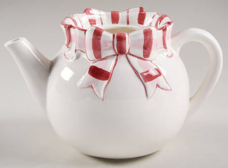 Red Plaid Border Teapot No Lid