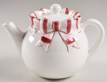 Red Plaid Border Teapot & Lid
