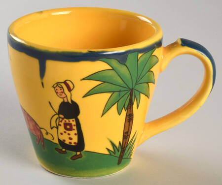 Soleil Yellow and Blue Flat Cup