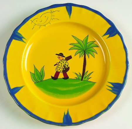 Soleil Yellow and Blue Salad Plate