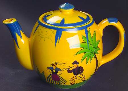 Soleil Yellow and Blue Teapot & Lid