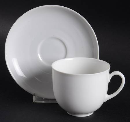 White Flat Cup & Saucer Set