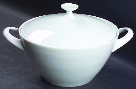 White Round Covered Vegetable