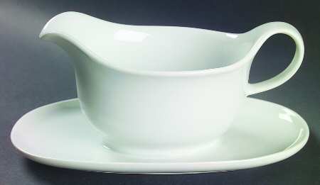 White Gravy Boat with Attached Underplate