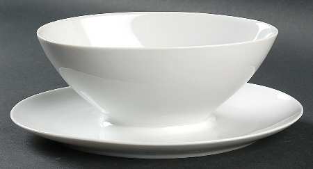 White Gravy Boat with Attached Underplate